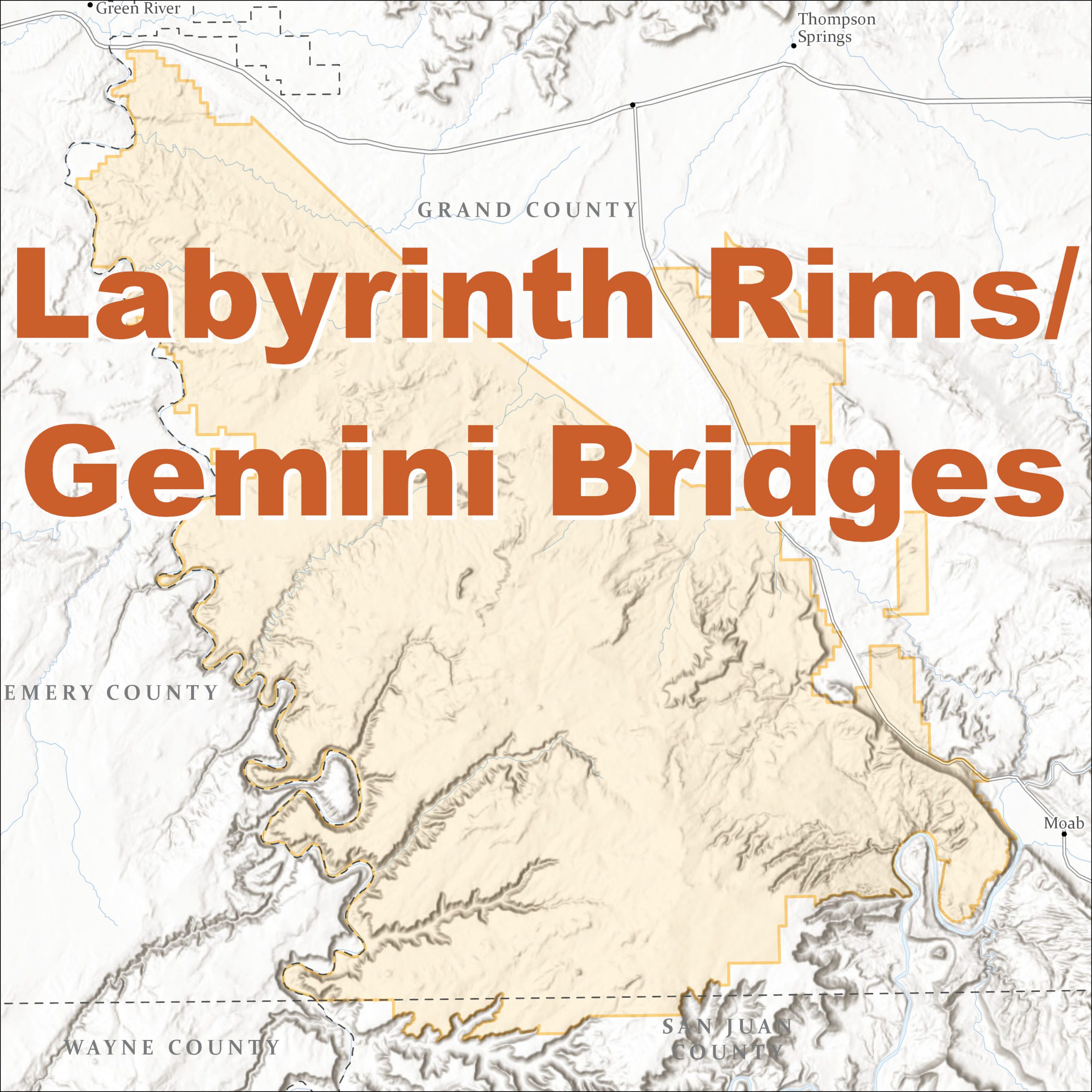 Map of Labyrinth Rims/Gemini Bridges management area